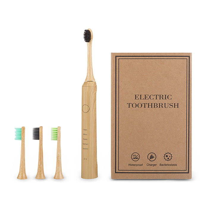 Custom Logo Toothbrush Bamboo Sonic Electric Toothbrush With Replaceable Bamboo Toothbrush Head for Adults