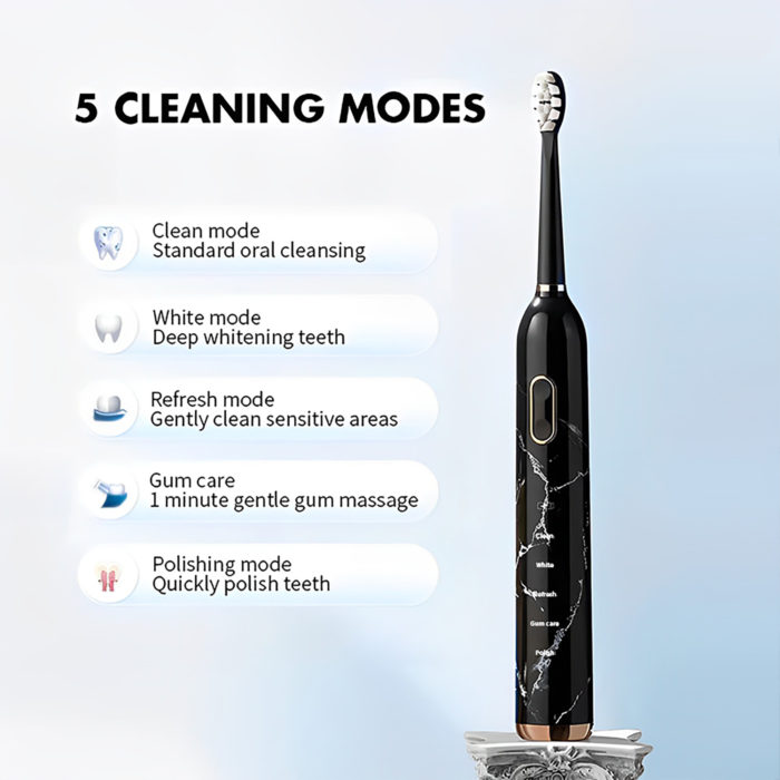 Intelligent Induction Charging Dupont Bristles Marble Art Sonic Electric Toothbrush - Image 4