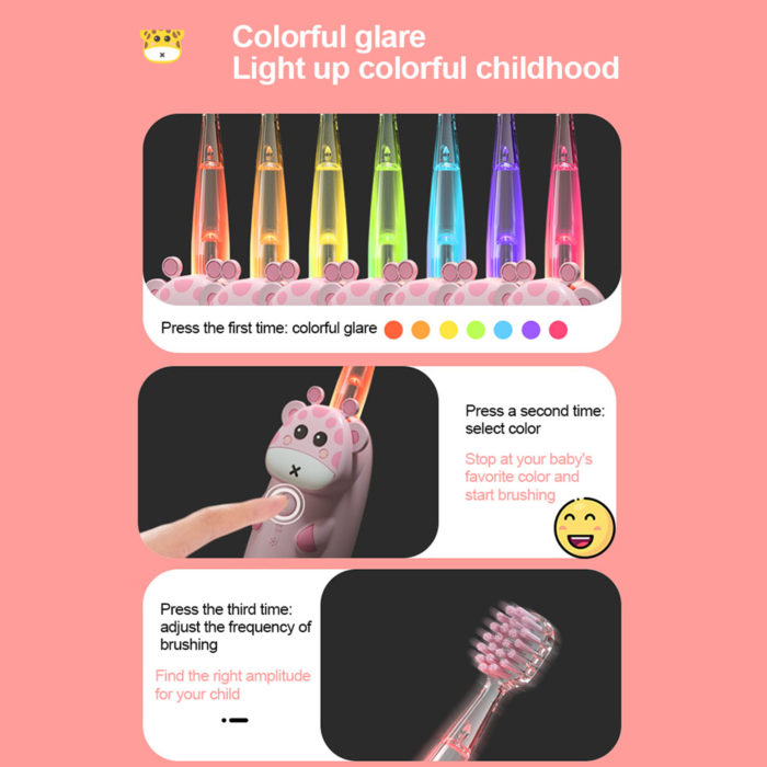 LULA Sonic Toothbrush with LED Light Brush Intelligent Timer Waterproof IPX7 Battery Powered Children Toothbrush for Boys Girls - Image 5