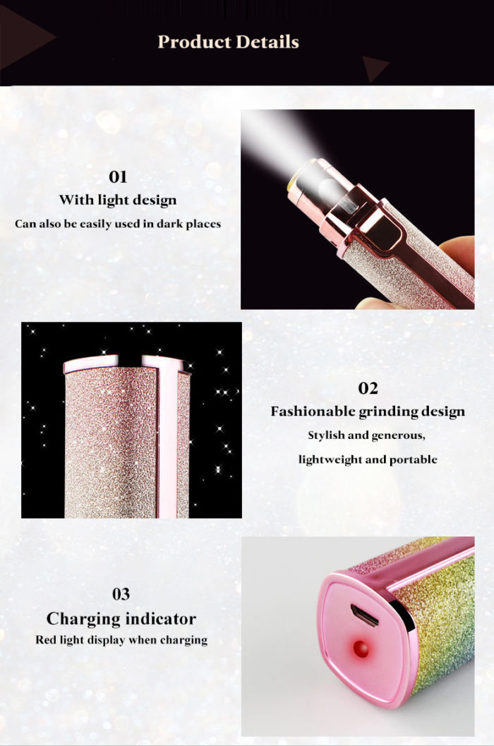 Pocket Painless Electric Epilator Portable Eyebrow Trimmer Facial Hair Remover for Women - Image 3