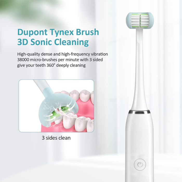 New Product 2023 Three Bristle Sonic Electric Toothbrush Patented 3 Sided toothbrush for Adults - Image 2
