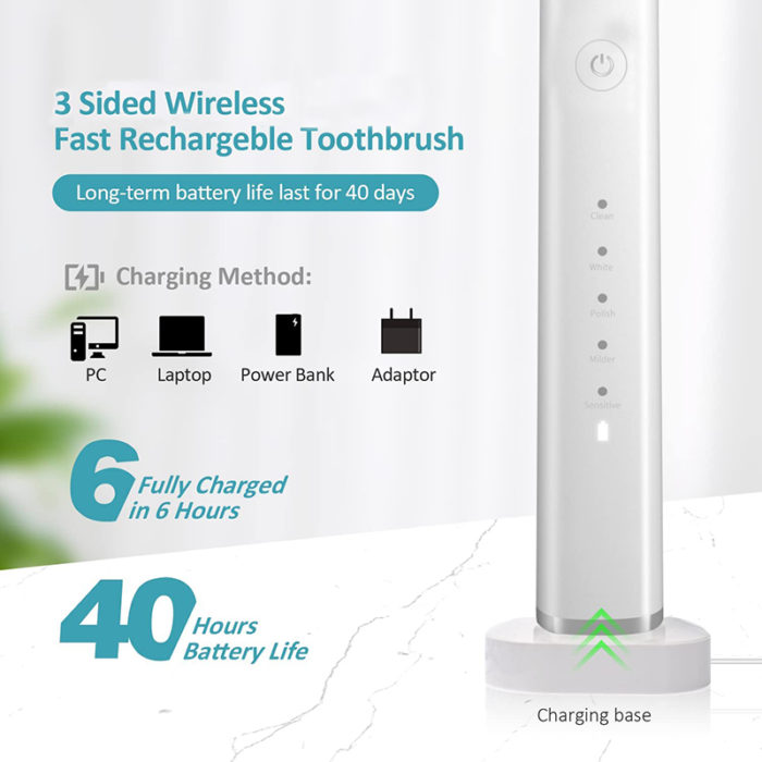 New Product 2023 Three Bristle Sonic Electric Toothbrush Patented 3 Sided toothbrush for Adults - Image 6