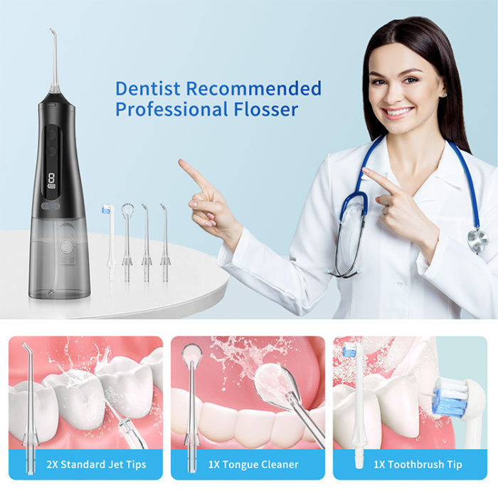 Black Oral Irrigator Water Flosser Teeth Cleaning with 4 Modes - Image 2
