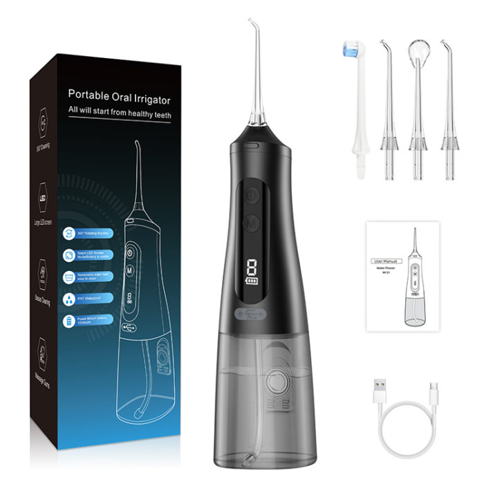 Black Oral Irrigator Water Flosser Teeth Cleaning with 4 Modes