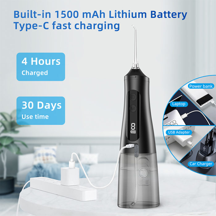 Black Oral Irrigator Water Flosser Teeth Cleaning with 4 Modes - Image 3