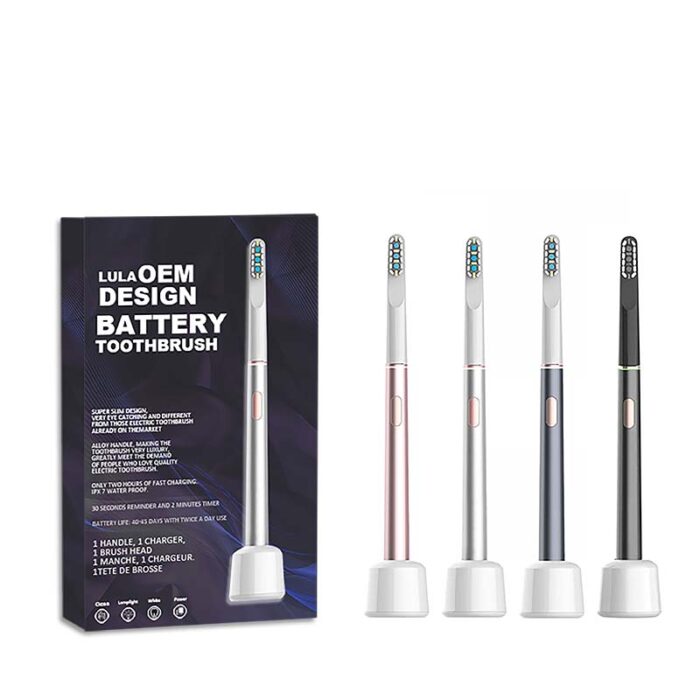 LULA Hot Sale Private Label IPX 7 Waterproof Soft Bristle Slim Metal Electric Toothbrush for Adult - Image 4