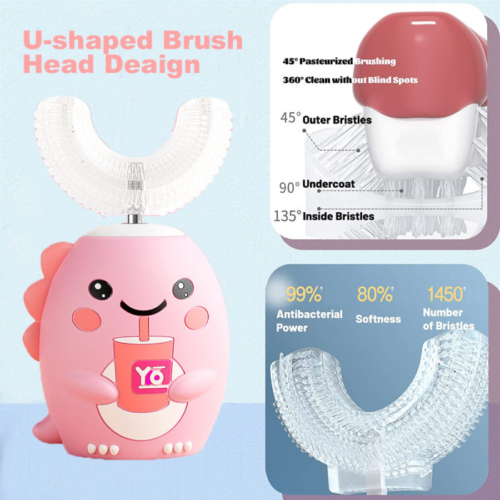 LULA Wholesale Children Electric Toothbrush Ultrasonic Cartoon U Shaped Toothbrush - Image 2