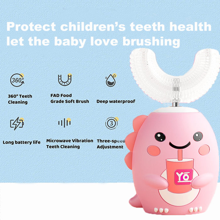 LULA Wholesale Children Electric Toothbrush Ultrasonic Cartoon U Shaped Toothbrush - Image 3