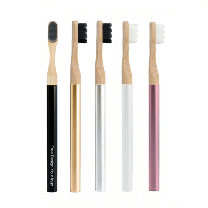 Guangdong Manufacturer Eco-Friendly Toothbrush Metallic Gold Toothbrush With Bamboo Head