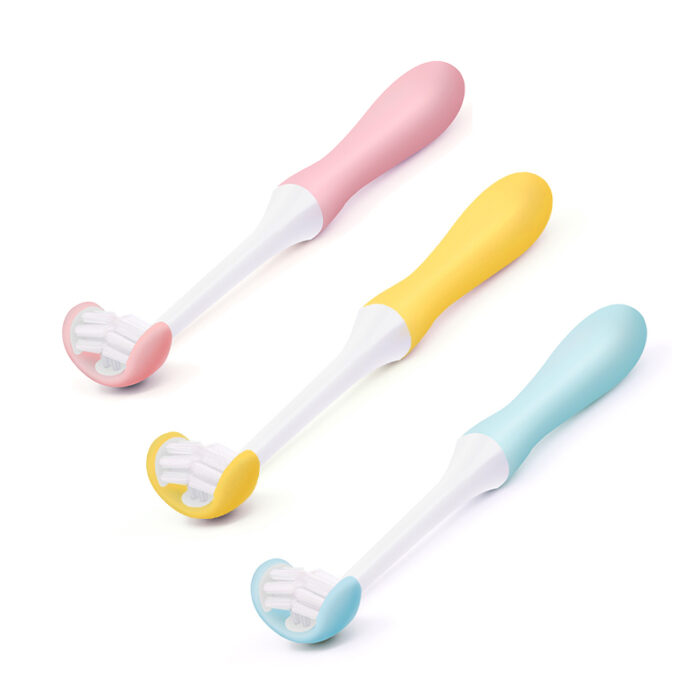 Oral Care Three Sided Toothbrush Gum Care Soft Toothbrush for Kids Baby 12 Months+