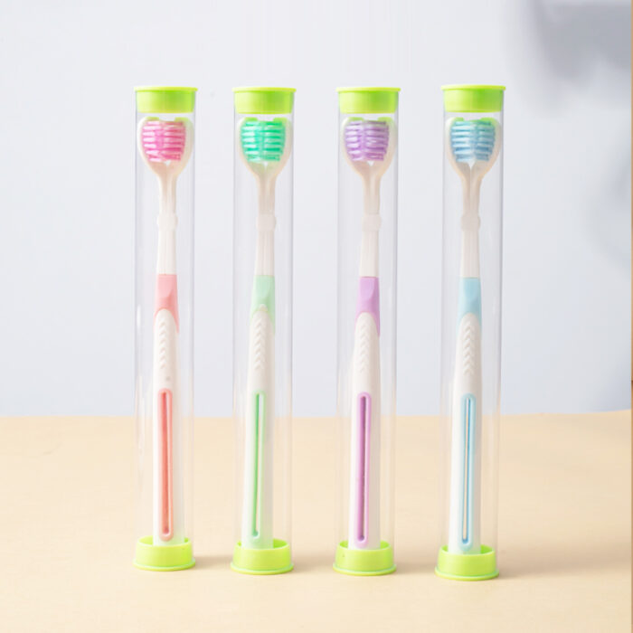 Double Side Head Toothbrush with Squeeze Toothpaste Toothbrush Soft Toothbrush