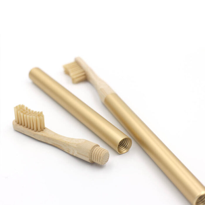 Guangdong Manufacturer Eco-Friendly Toothbrush Metallic Gold Toothbrush With Bamboo Head - Image 5