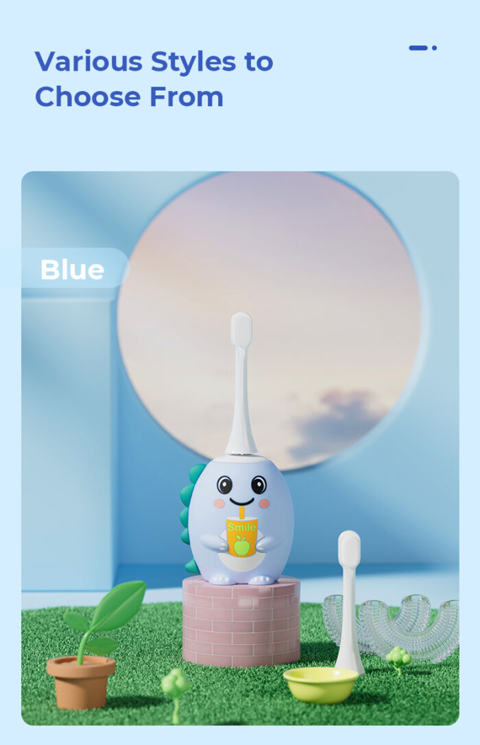 NEW Kids U Shaped Electric Toothbrush with 4 Brush Heads Sonic Toothbrush Kids with 5 Modes Cartoon Dinosaur 360-Degree Cleaning - Image 4
