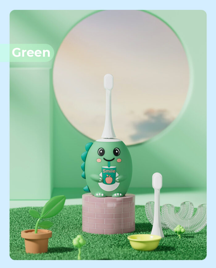 NEW Kids U Shaped Electric Toothbrush with 4 Brush Heads Sonic Toothbrush Kids with 5 Modes Cartoon Dinosaur 360-Degree Cleaning - Image 6