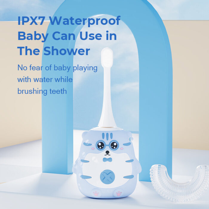 2025 Tiger Cartoon Rechargeable Electric Toothbrush Kids Soft Bristles Waterproof IPX7 Replacement Nano Head - Image 4
